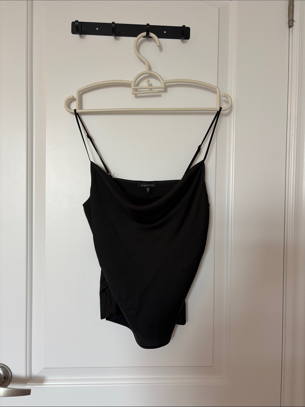 Dynamite Black Satin Cowl Neck Camisole Top